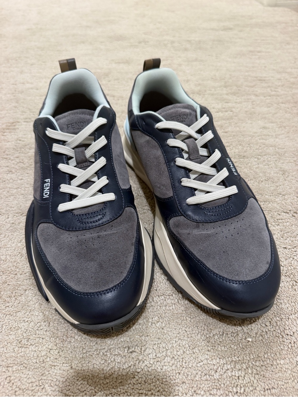 Fendi Flow Tonal Colorblocked Low-Top Sneakers in Blue/Grey Size 11 - Picture 5 of 12